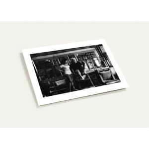 Pilates note card "Wunda with Joe" featuring Elaine Malbin at the Original Pilates Studio. 1956 archival Pilates photography.